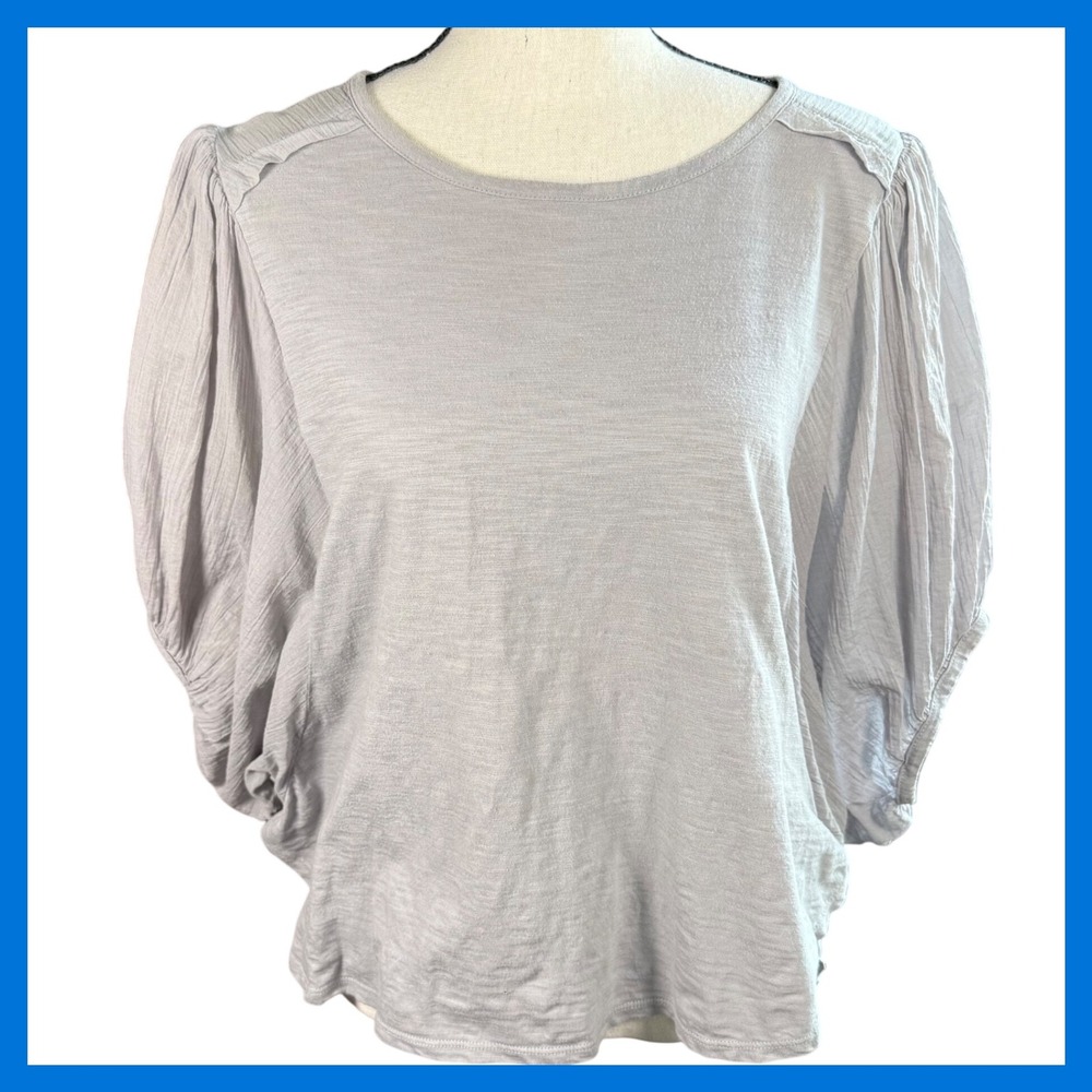 Eri + Ali Top, Womens Size S, Balloon Sleeve,‎ Gray, Casual